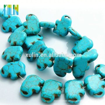 Melhor Venda Howlite e Turquesa Pedra Natural Elefante Loose Beads